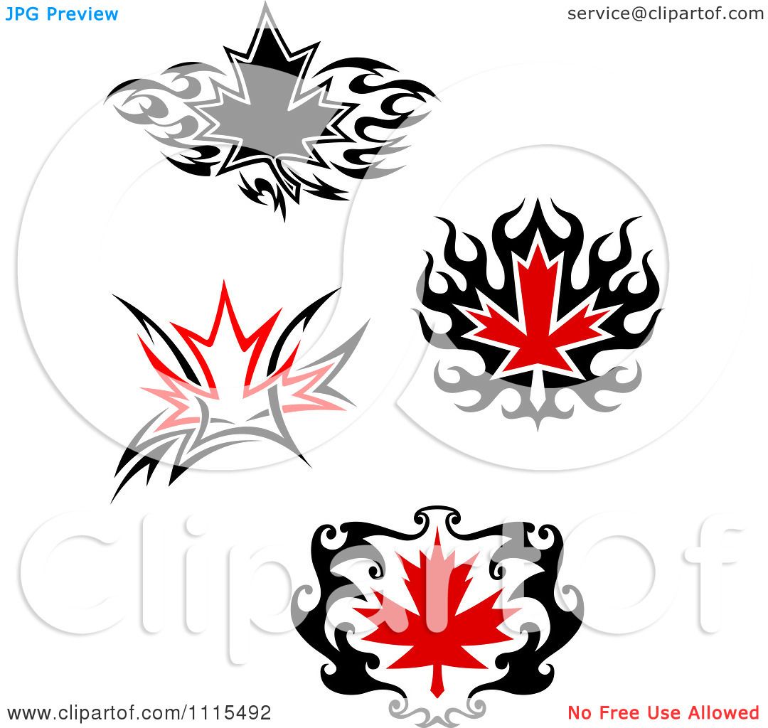 1080x1024 Clipart Black And Red Tribal Maple Leaves