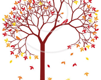 340x270 Autumn Tree Branch With Letters Falling Leaves And Birds