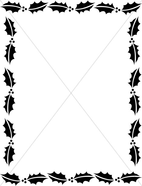 468x612 Outline Of Holly Leaves In Black Winter Borders