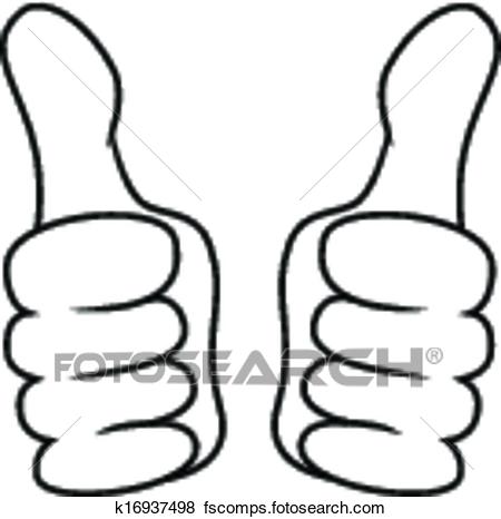 450x466 Clip Art Of Thumb Up Left And Right Hand K16937498