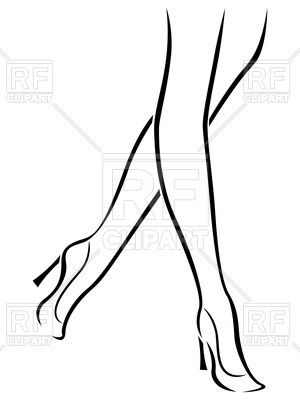 300x400 Outline Of The Slender Woman's Legs In High Heels Royalty Free