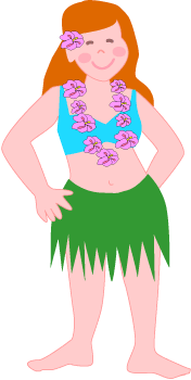 176x350 Hula Girl Tropical Clip Art