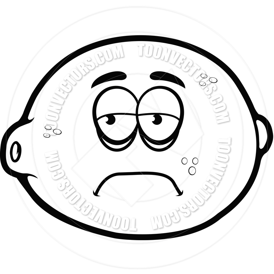 940x940 Sad Lemon (Black And White Line Art) By Cory Thoman Toon Vectors