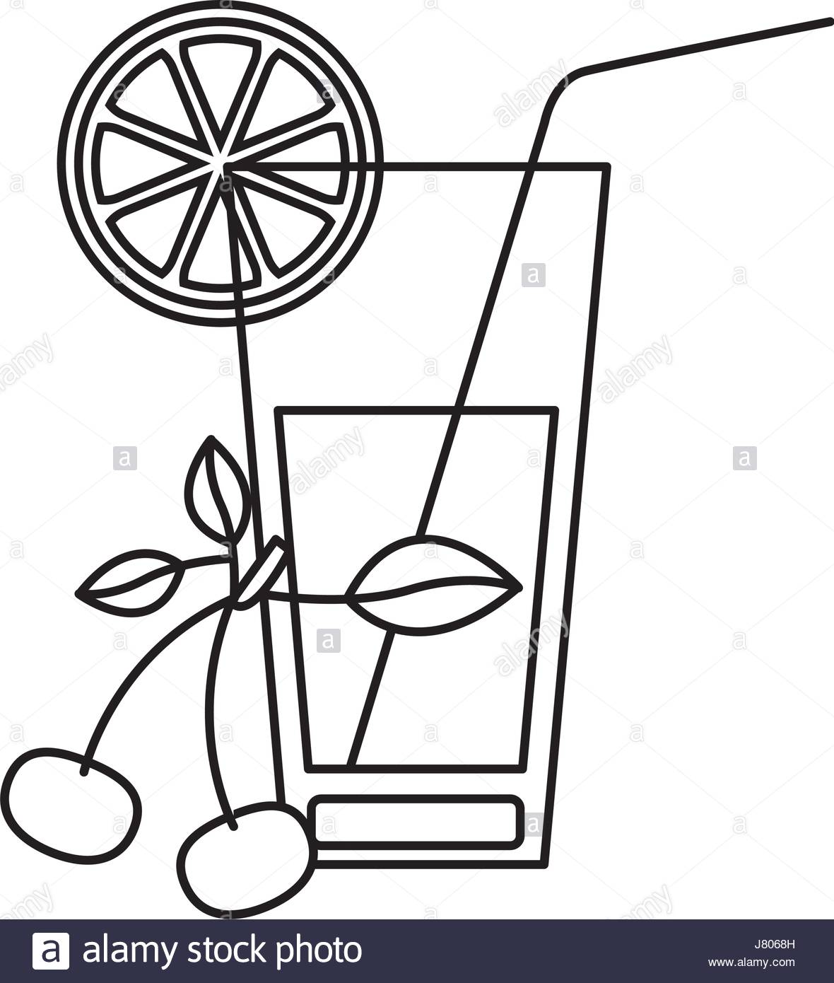 1180x1390 Black Silhouette Of Cocktail Glass With Lemon Slices And Cherries