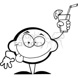 300x300 Royalty Free 2838 Cartoon Lemon Holding A Glass With Lemonade