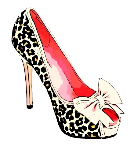 439x503 Womens Fashion Leopard Bow High Heel Shoe Clip Art Digital