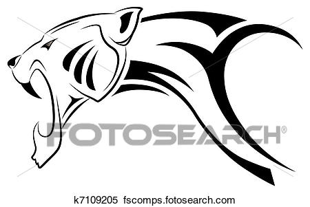450x301 Clipart Of Vector Leopard, Tribal Tattoo K7109205