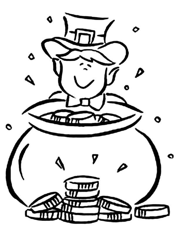 600x770 Leprechaun And Pot Of Gold Coloring Page