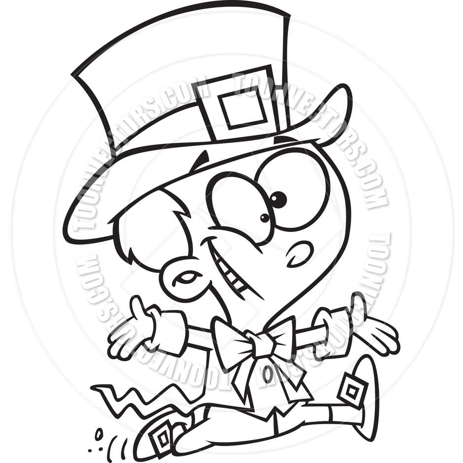 940x940 Cartoon Boy Leprechaun (Black Amp White Line Art) By Ron Leishman