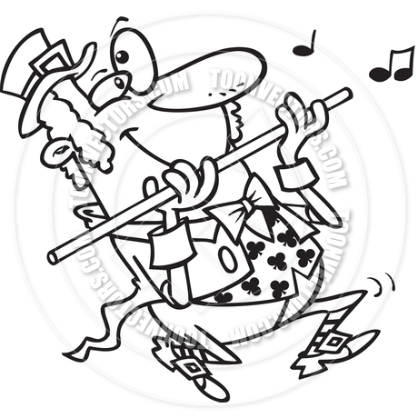 460x460 Cartoon Leprechaun Playing Flute (Black And White Line Art) By Ron