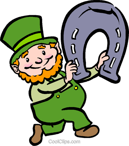 424x480 Leprechaun With A Horse Shoe Royalty Free Vector Clip Art