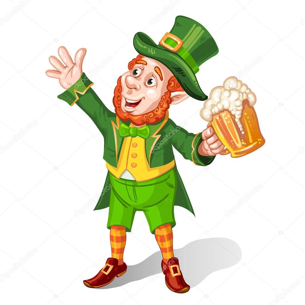 1024x1024 Leprechaun Drinking Beer St. Patrick's Day Cartoon Stock Vector