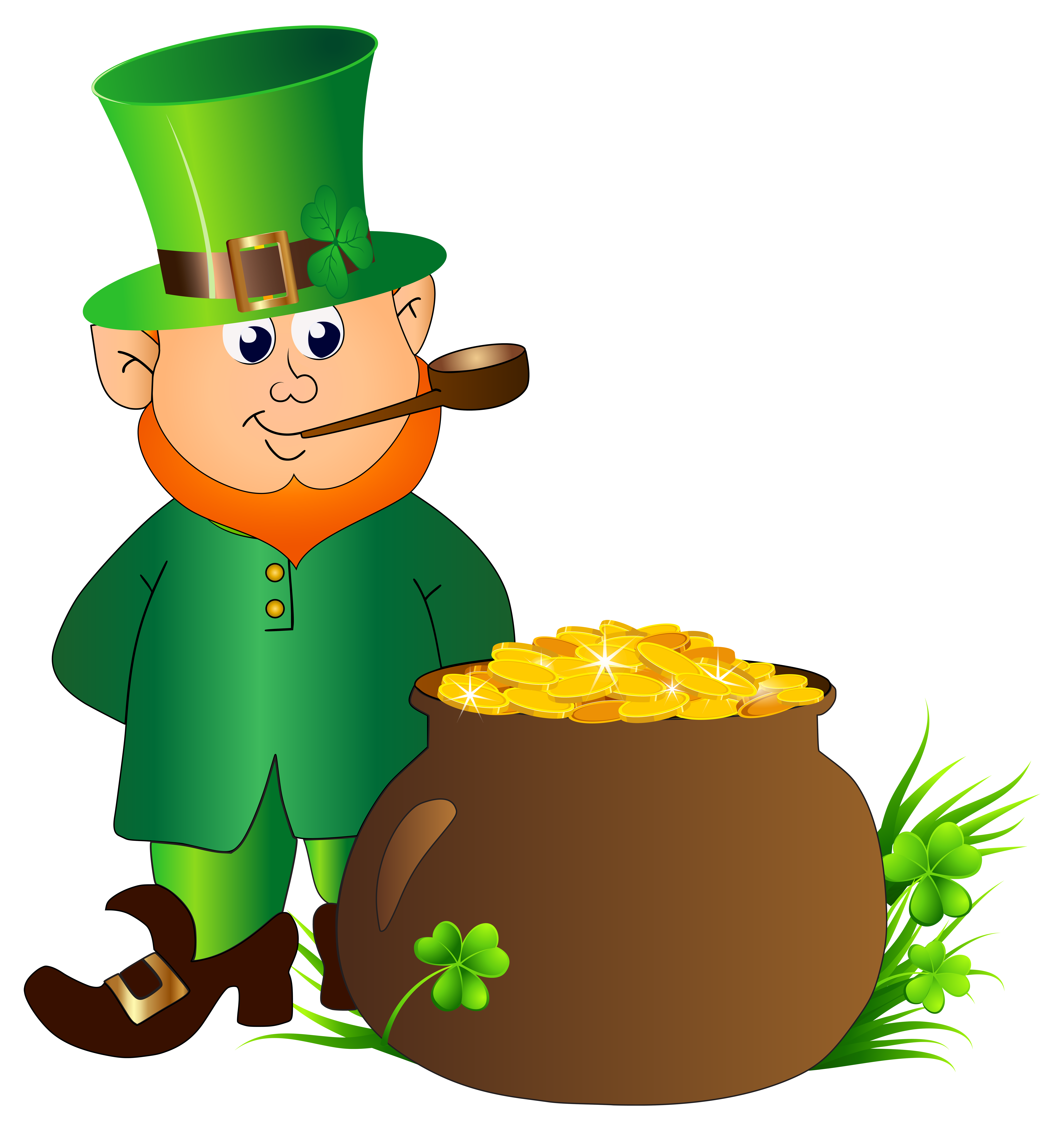 7525x8000 Leprechaun With Pot Of Gold Transparent Clip Art Image