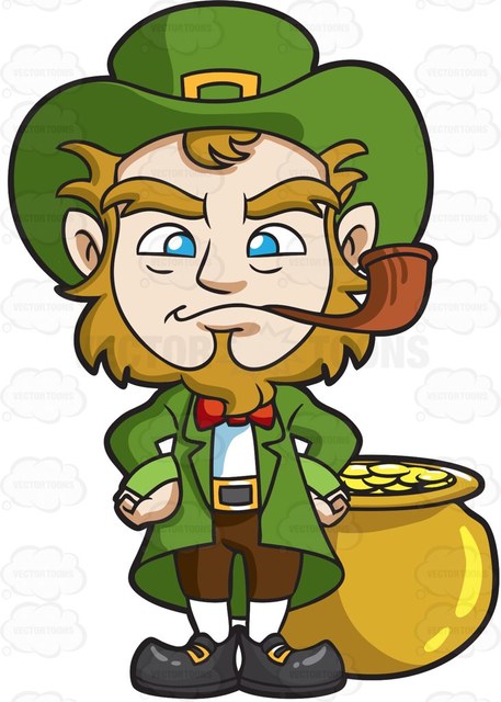 457x640 A Leprechaun Smoking A Pipe Cartoon Clipart