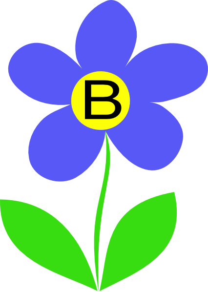 426x598 Blue Flower Letter B Clip Art