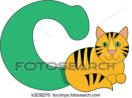 450x334 Clipart Of Letter C With A Cat K3232270