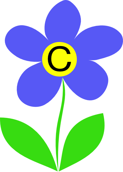 426x598 Blue Flower Letter C Clip Art