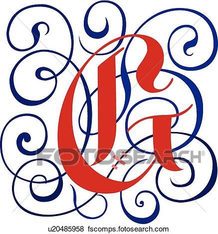 437x470 Clip Art Of Gothic Letter G U20485958