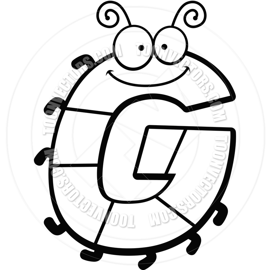 940x940 Cartoon Letter G Bug (Black And White Line Art) By Cory Thoman