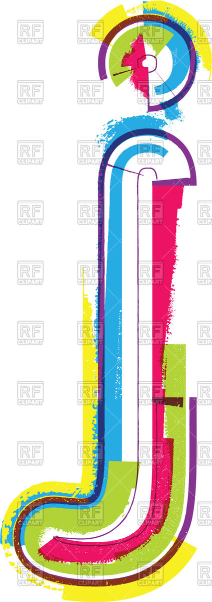 424x1200 Colorful Grunge Letter J Royalty Free Vector Clip Art Image