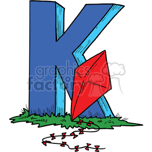 300x300 Royalty Free Cartoon Letter K With A Kite 373555 Vector Clip Art