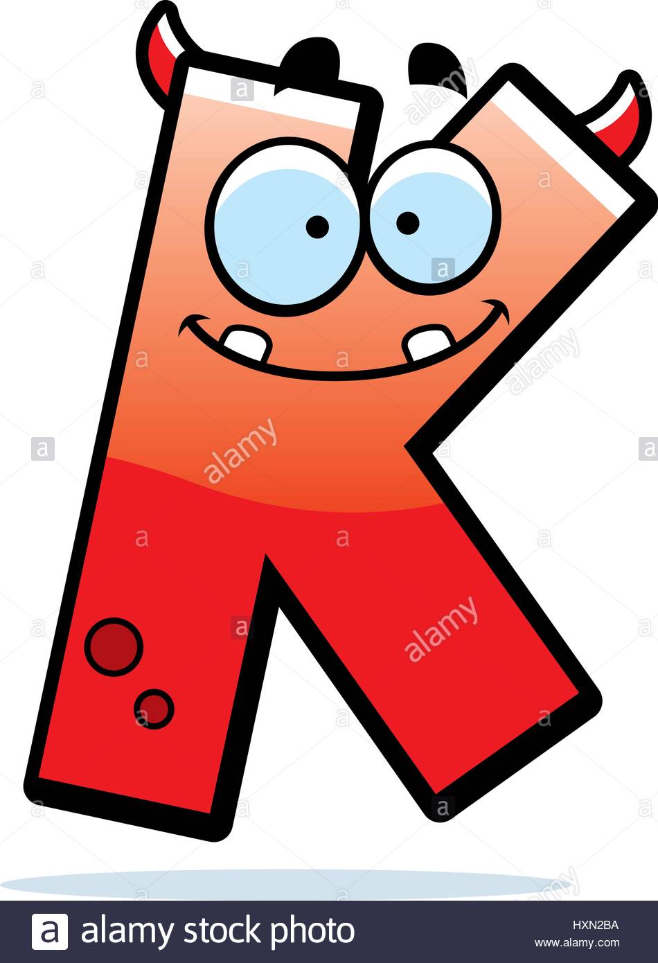 950x1390 A Cartoon Illustration Of A Letter K Monster Smiling And Happy