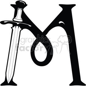 300x300 Royalty Free Letter M Sword 387675 Vector Clip Art Image