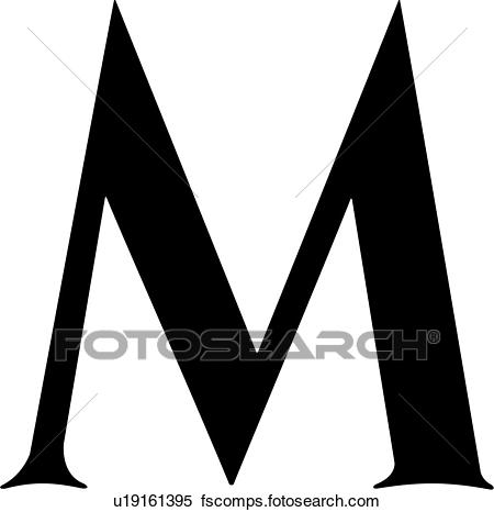 450x466 Clipart Of , Alphabet. South, Capital, Letter, Lettered, M, Street
