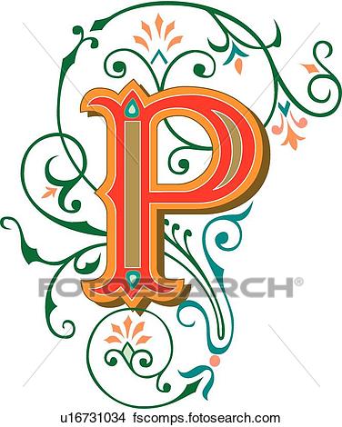 376x470 Clipart Of Tuscani Letter P U16731034