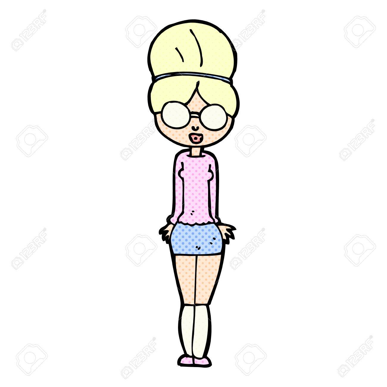 1300x1300 Retro Comic Book Style Cartoon Librarian Woman Royalty Free