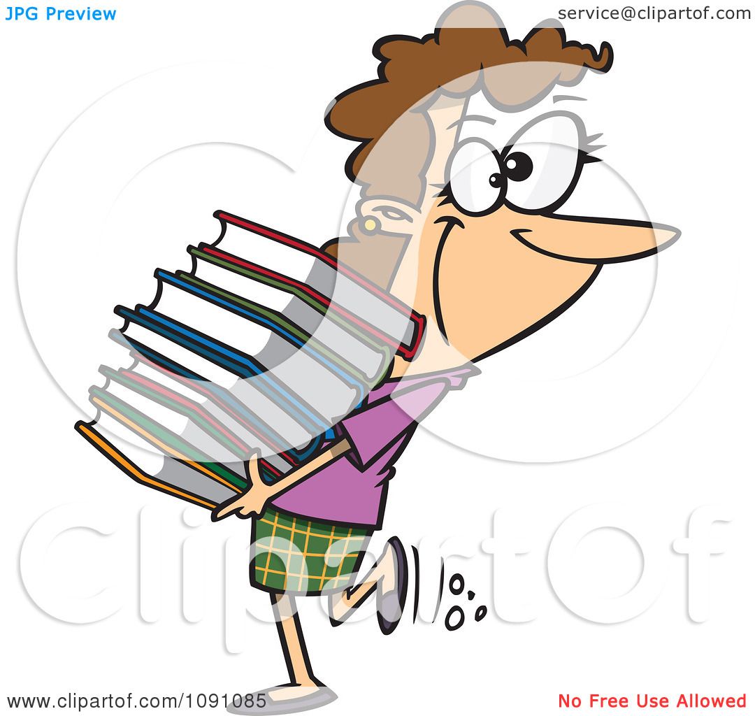 1080x1024 Clipart Librarian Or Heavy Reader Carrying A Large Stack Of Books