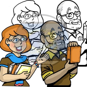 350x350 Mascots Librarians 4 Pc. Clip Art Set (Bw And Color!) By Illumismart