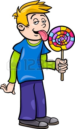 262x450 Cartoon Illustration Of Cute Boy With Big Colorful Lollipop