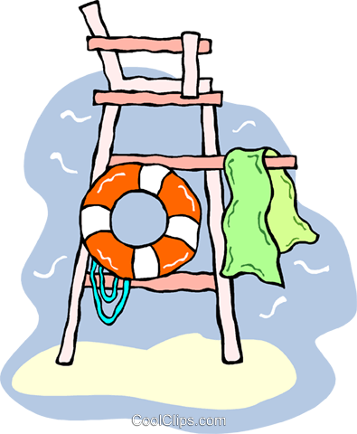 395x480 Lifeguard Tower With Life Preserver Royalty Free Vector Clip Art