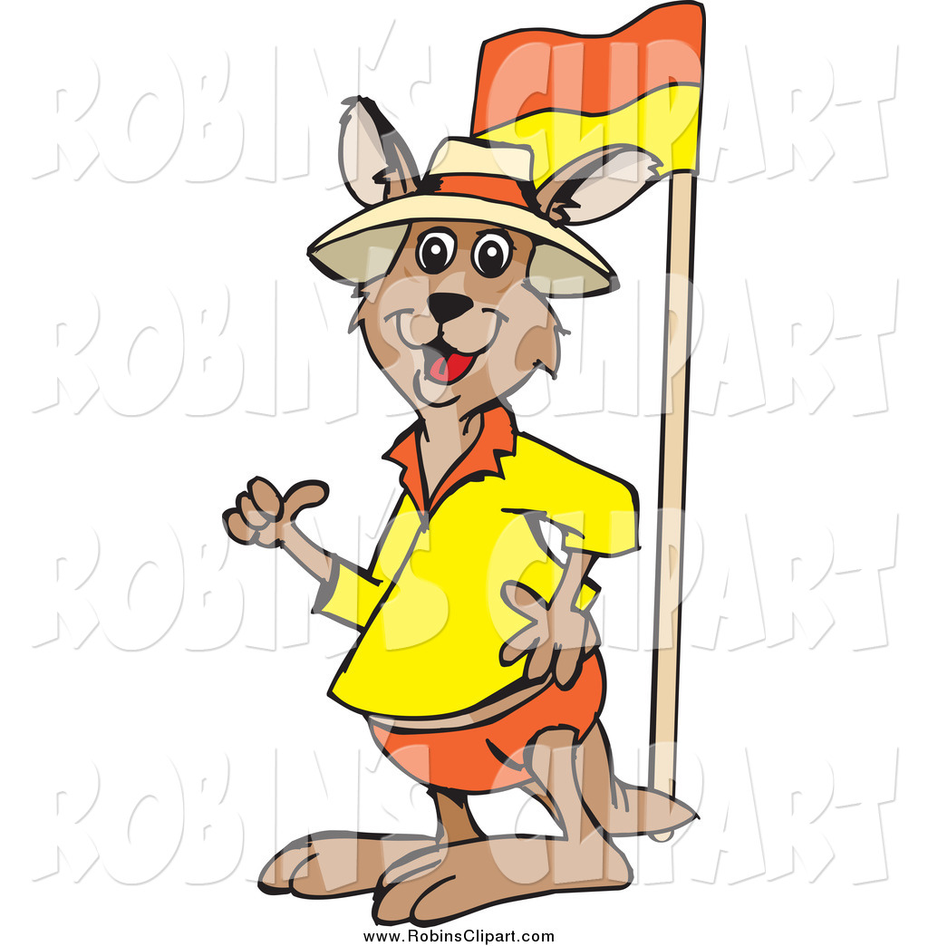 1024x1044 Clip Art Of A Kangaroo Giving A Thumb Up By A Lifeguard Flag By