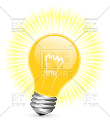 358x400 Light Bulb With Beams Royalty Free Vector Clip Art Image