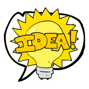 300x300 Freehand Drawn Black And White Cartoon Idea Light Bulb Symbol