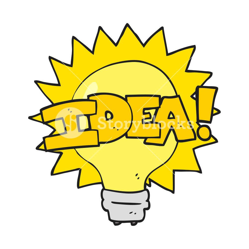 1000x1000 Freehand Drawn Cartoon Idea Light Bulb Symbol Royalty Free Stock