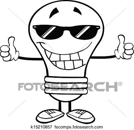 450x436 Clip Art Of Outlined Light Bulb With Sunglasses K15210857