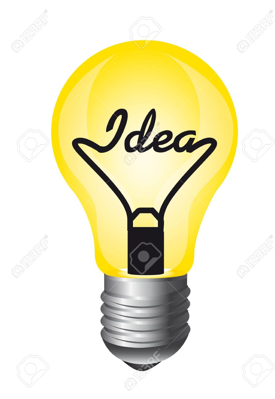 897x1300 Yellow Light Bulb Isolated Over White Background, Idea. Vector