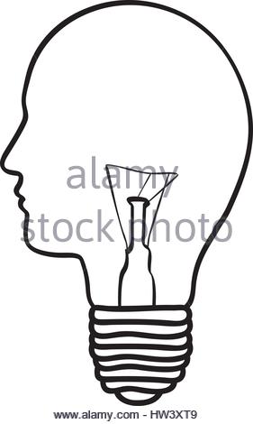 281x470 Silhouette Of Human Face With Light Bulb With Sparks Of Light