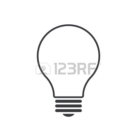 450x450 Light Bulb Outline Icon, Modern Minimal Flat Design Style, Thin