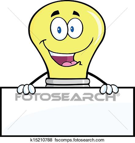 442x470 Clip Art Of Light Bulb Over Blank Sign K15210788