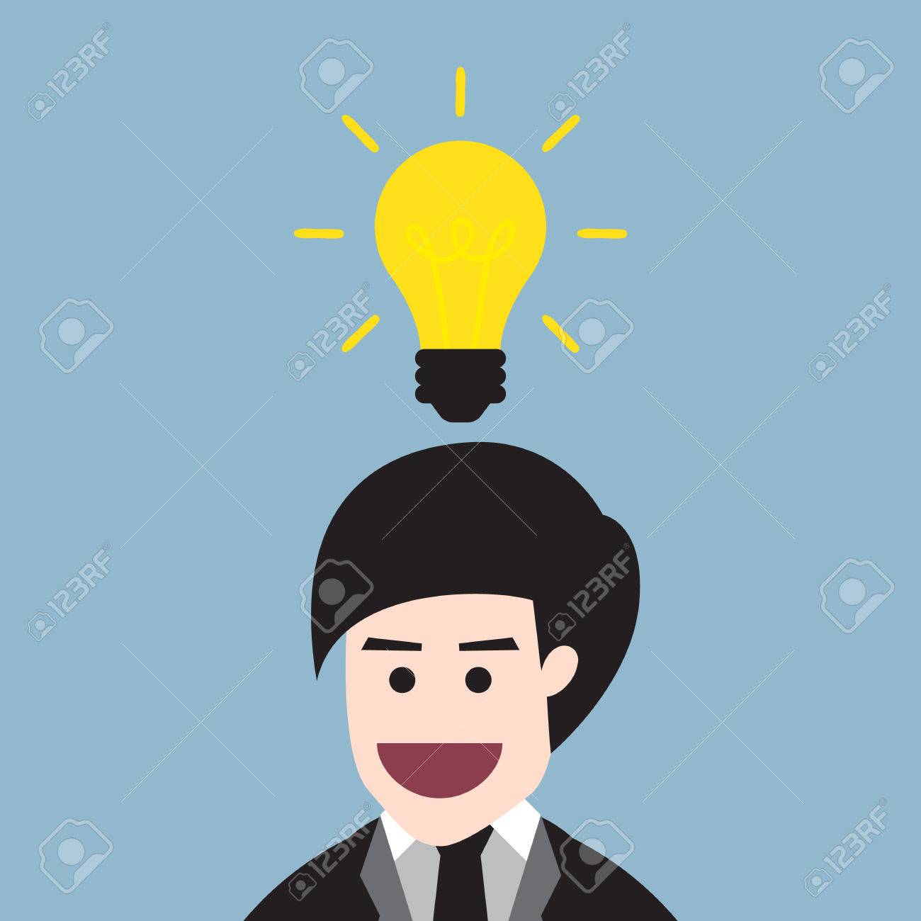 1300x1300 Light Bulb Idea Head. Little Boy Getting Idea With Lightbulb Over