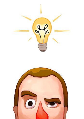 349x494 Man With Light Bulb Above Head Premium Clipart