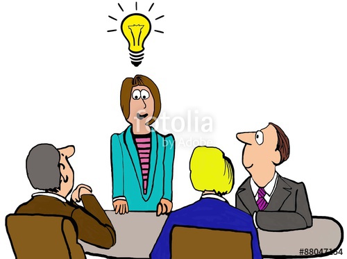 500x373 Business Cartoon Showing People In A Meeting And A Businesswoman
