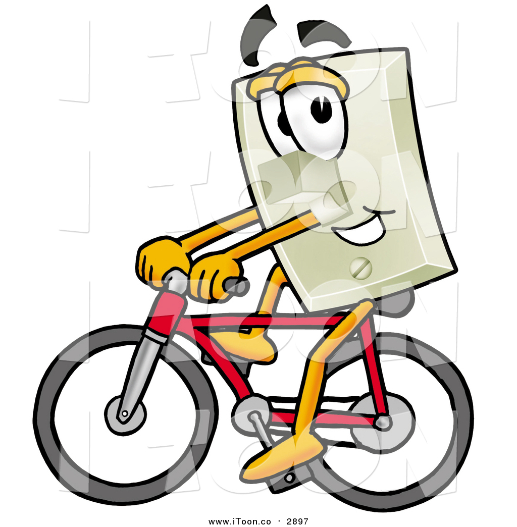 1024x1044 Royalty Free Cartoon Of A Light Switch Mascot Riding A Bicycle By