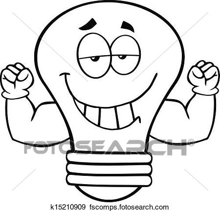 450x434 Clip Art Of Outlined Smiling Light Bulb K15210909