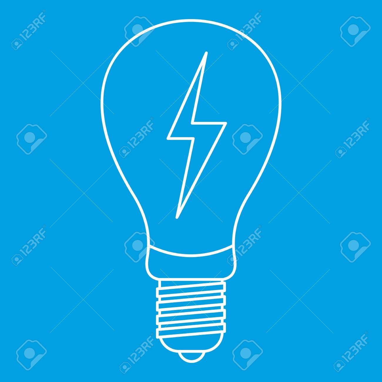 1300x1300 Light Bulb With Lightning Inside Icon Blue Outline Style Isolated