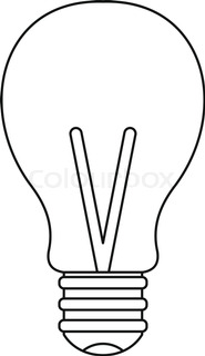 185x320 Brain Lamp Icon In Outline Style Isolated Vector Illustration